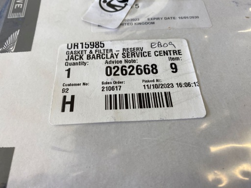 Joint de filtre complet qui se trouve entre le couvercle du réservoir principal 